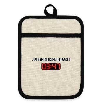 Just one more game of digital clock - Pot holders with rubber back - linen/black  - Front