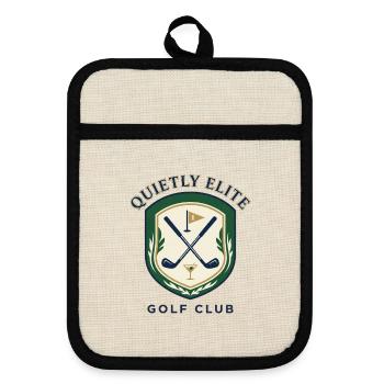 Blason du Quiet Elite Golf Club - Maniques avec dos en caoutchouc - lin/noir  - Devant