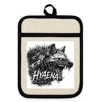 Cyber Hyena Armor - Pot holders with rubber back - linen/black  - Front