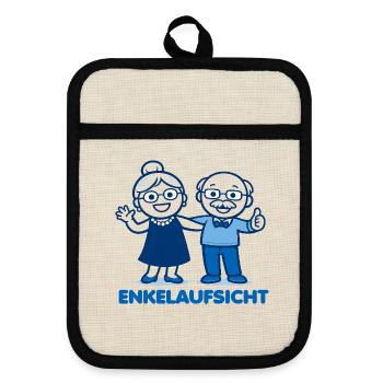 Enkelaufsicht Blaues Duo - Topflappen mit Gummirückseite - Leinen/Schwarz  - Vorne