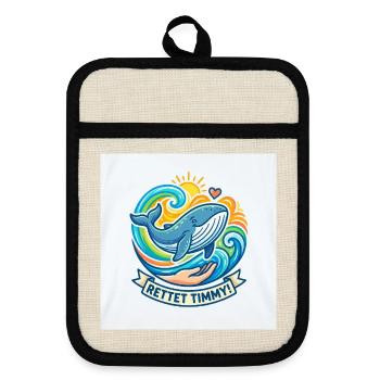 Save Timmy: Whales in the Colour Waves - Pot holders with rubber back - linen/black  - Front