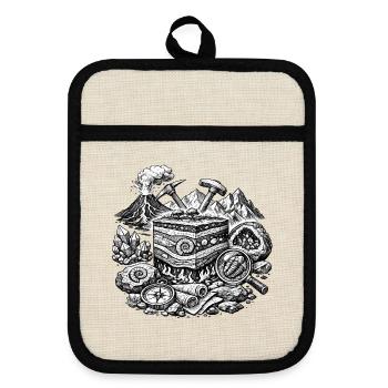Geology - Pot holders with rubber back - linen/black  - Front