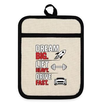 Dream Big Lift Heavy Drive Fast Design de salle de sport - Maniques avec dos en caoutchouc - lin/noir  - Devant