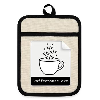 Kaffeepause.exe - IT Programmieren Informatik Code - Topflappen mit Gummirückseite - Leinen/Schwarz  - Vorne
