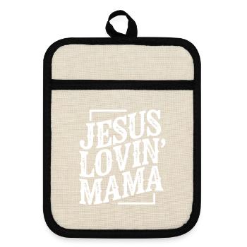 Jésus qui aime Mama — Dieu Faith Church Christian - Maniques avec dos en caoutchouc - lin/noir  - Devant