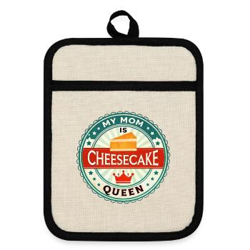 Cheesecake Queen Mom Badge - Pot holders with rubber back - linen/black  - Front