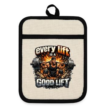 Every repetition – Win good lift - Pot holders with rubber back - linen/black  - Front