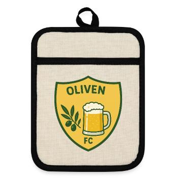 Oliven FC Ölsköld - Pot holders with rubber back - linen/black  - Front
