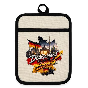 Deutschland_2026 - Topflappen mit Gummirückseite - Leinen/Schwarz  - Vorne