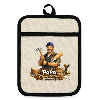 Papa Charpentier Bois et Outils - Maniques avec dos en caoutchouc - lin/noir  - Devant