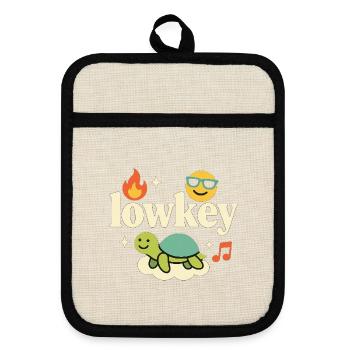 Lowkey turtle on cloud - Pot holders with rubber back - linen/black  - Front