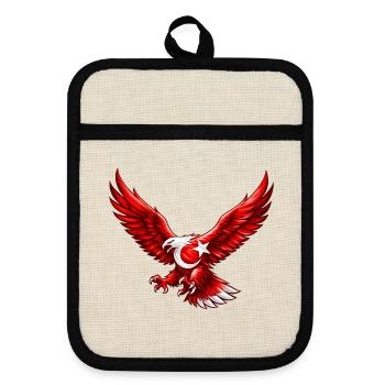 Aigle rouge avec bague en forme d’étoile - Maniques avec dos en caoutchouc - lin/noir  - Devant