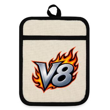 Emblème de la Flamme V8 - Maniques avec dos en caoutchouc - lin/noir  - Devant