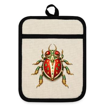 Christmas Crawlers - Pot holders with rubber back - linen/black  - Front