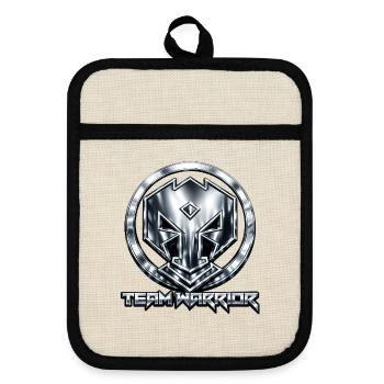 Team Warrior Metal Emblem - Pot holders with rubber back - linen/black  - Front
