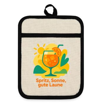 Sonnen Cocktail Gute Laune - Topflappen mit Gummirückseite - Leinen/Schwarz  - Vorne