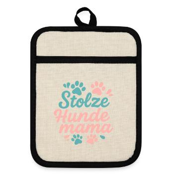 Stolze Hunde Mama - Hunde Liebe - Topflappen mit Gummirückseite - Leinen/Schwarz  - Vorne