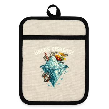 Übers Eisberg! Lustiges Cocktail Shirt - Topflappen mit Gummirückseite - Leinen/Schwarz  - Vorne