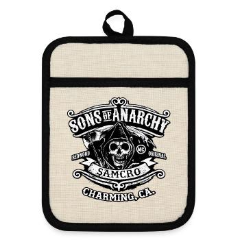 Sons of Anarchy MC Banner Schwarz - Topflappen mit Gummirückseite - Leinen/Schwarz  - Vorne