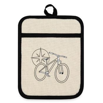 Illustration de boussole de vélo - Maniques avec dos en caoutchouc - lin/noir  - Devant