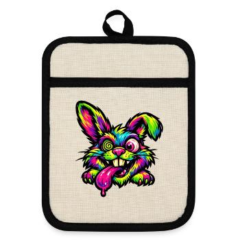 Couleurs néon de Psychedelic Bunny - Maniques avec dos en caoutchouc - lin/noir  - Devant