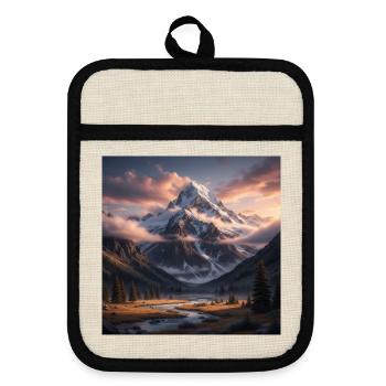 Mountains - Pot holders with rubber back - linen/black  - Front
