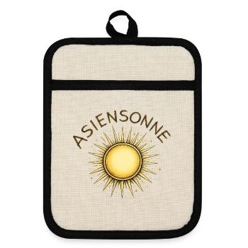 Emblème des Rayons de Soleil Dorés - Maniques avec dos en caoutchouc - lin/noir  - Devant