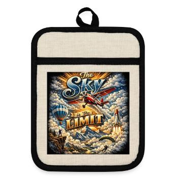 Sky is the Limit - Pot holders with rubber back - linen/black  - Front