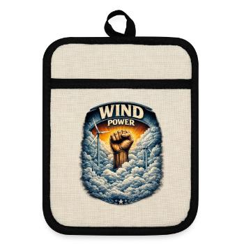 Wind Power Fist Rise - Pot holders with rubber back - linen/black  - Front