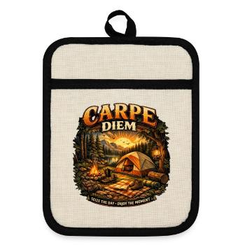 Coucher de soleil sur le feu de camp de Carpe Diem - Maniques avec dos en caoutchouc - lin/noir  - Devant