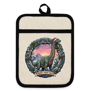 Brachiosaurus Christmas - Maniques avec dos en caoutchouc - lin/noir  - Devant