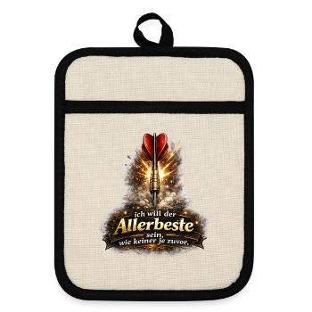 Allerbeste Sein Motiv Dart - Topflappen mit Gummirückseite - Leinen/Schwarz  - Vorne
