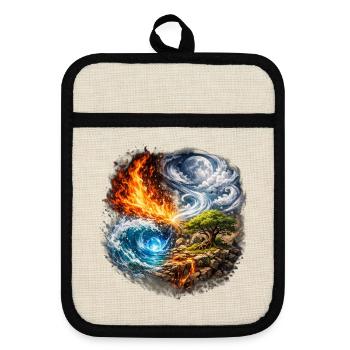Elemental Storm Over the Tree - Pot holders with rubber back - linen/black  - Front