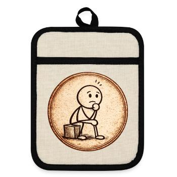 Sepia Thinker Sketch - Pot holders with rubber back - linen/black  - Front