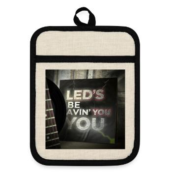 LEDS BE AVIN YOU by Mark Noone - Pot holders with rubber back - linen/black  - Front