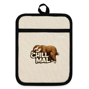 Chill Mal Sloth Illustration - Topflappen mit Gummirückseite - Leinen/Schwarz  - Vorne