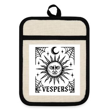 Tarot der Dämmerung – Gotische okkulte Linienkunst - Topflappen mit Gummirückseite - Leinen/Schwarz  - Vorne