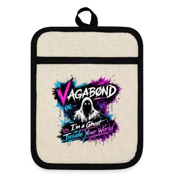 Vagabond Ghost Graffiti - Pot holders with rubber back - linen/black  - Front
