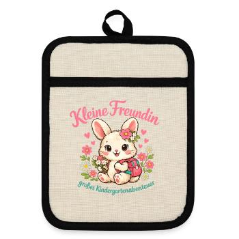 Kleine Freudin Großes Kindergartenabenteuer - Topflappen mit Gummirückseite - Leinen/Schwarz  - Vorne