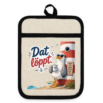 Dat löppt - Topflappen mit Gummirückseite - Leinen/Schwarz  - Vorne