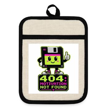 Retro 404 Motivation not found - Pot holders with rubber back - linen/black  - Front