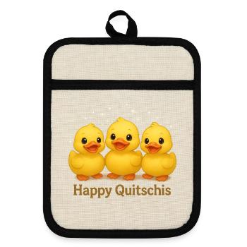 Happy Quitschis - Pot holders with rubber back - linen/black  - Front