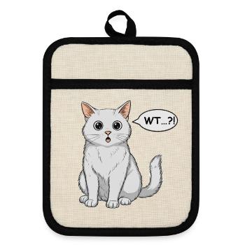 Wondered Cat Comic - Pot holders with rubber back - linen/black  - Front