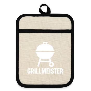 Grillmeister - Topflappen mit Gummirückseite - Leinen/Schwarz  - Vorne