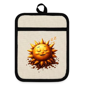 Schlafender Sonnenschein mit Bohnen - Topflappen mit Gummirückseite - Leinen/Schwarz  - Vorne