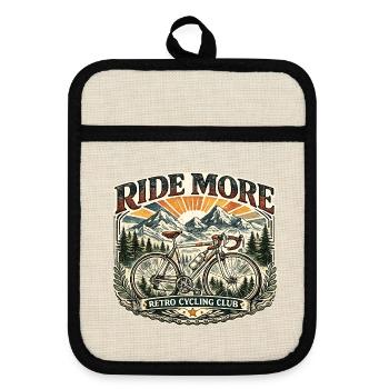 Ride More Club Retro Cycling - Topflappen mit Gummirückseite - Leinen/Schwarz  - Vorne