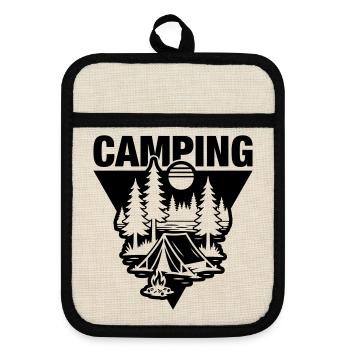 Camping sous tente Symbole de la nature - Maniques avec dos en caoutchouc - lin/noir  - Devant