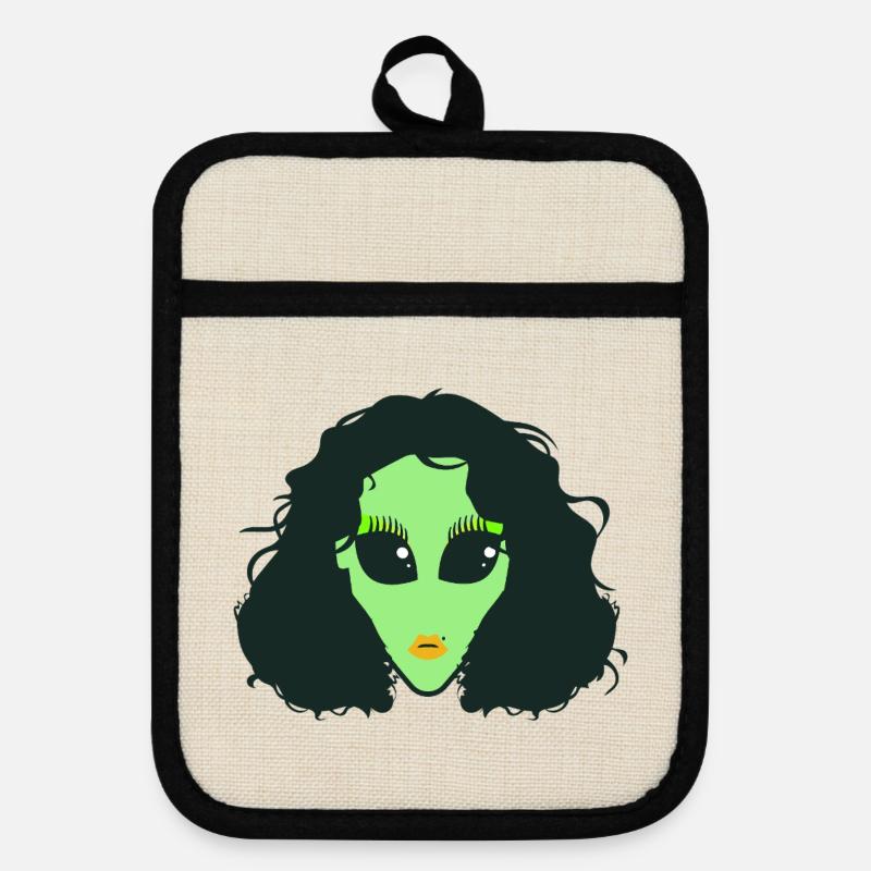 alien_drag_queen - Pot holders with rubber back - linen/black 