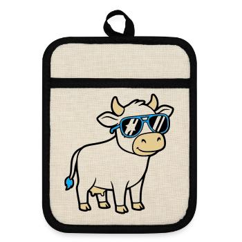 Cool Cow Sunglasses Casual Vector - Pot holders with rubber back - linen/black  - Front