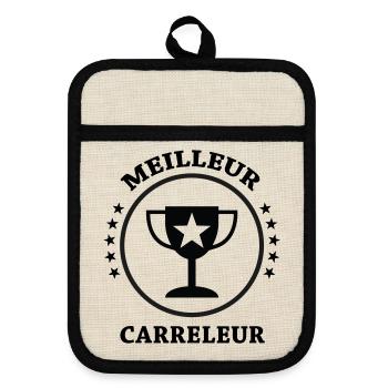 Best Tiler - Pot holders with rubber back - linen/black  - Front